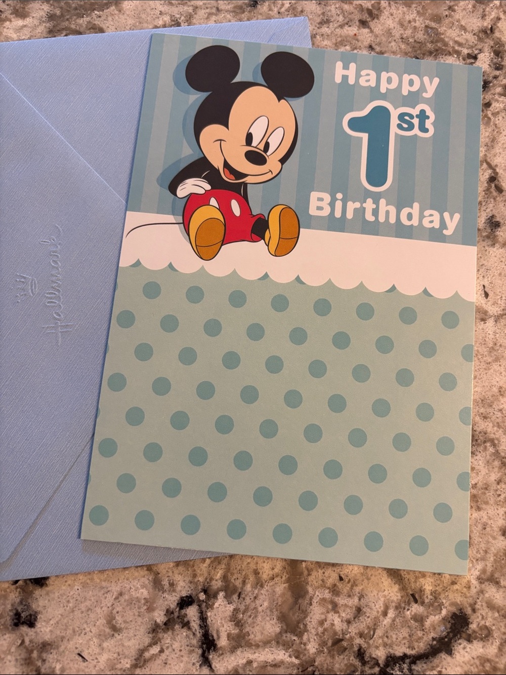 Hallmark Mickey Mouse 1st Birthday 5”x7” Greeting Card Disney